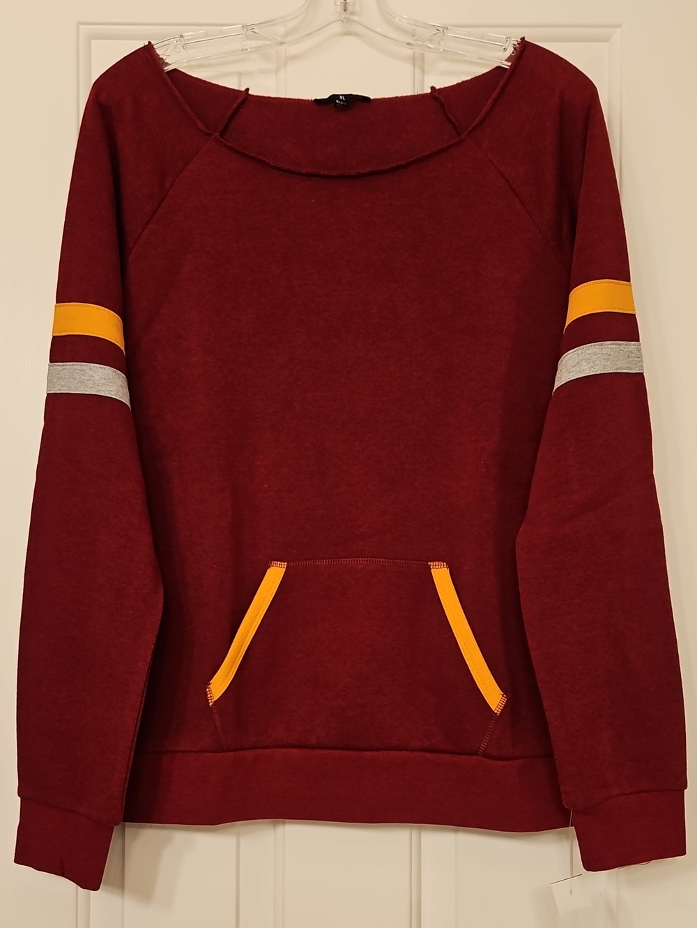 FRESHMAN 1996 Brand Deconstructed Sweatshirt / Hoodie  Burgundy Gold White